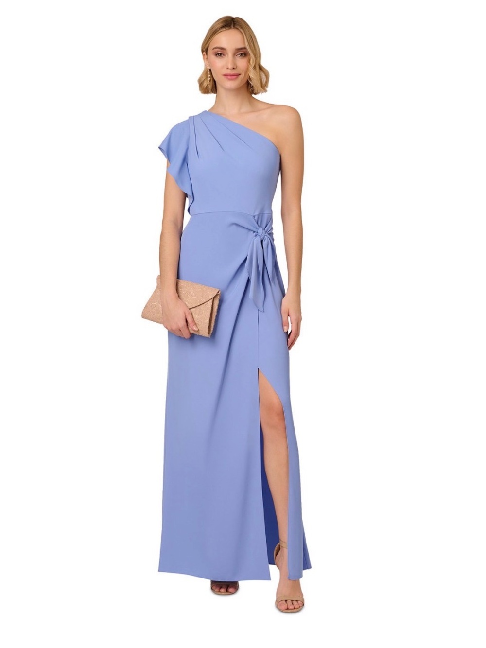 Adrianna Papell Blue One-Shoulder Gown NWT - Size 4.